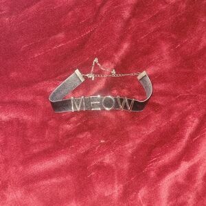 Black 'Meow' Faux leather Choker Necklace - Pu Leather